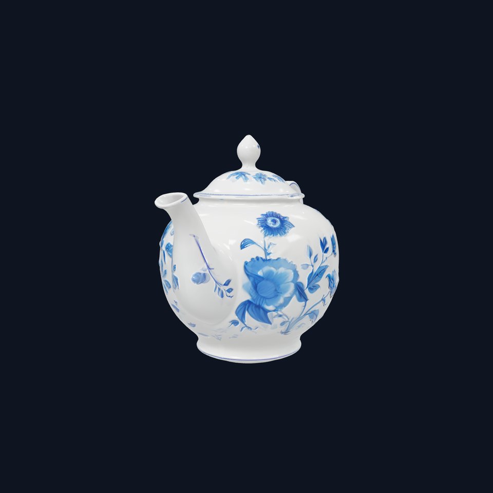 Classic Porcelain Teapot Model Pack with Floral Design